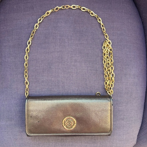 Loewe Handbags - Loewe Anagram Long Wallet Gold Metallic Black Leather